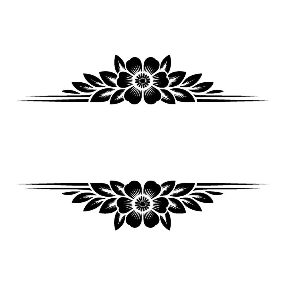 Floral Frame in Black and White Elegant Element vector