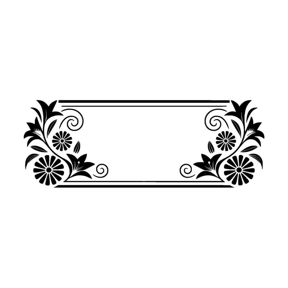 Floral Frame Black Silhouette Decorative Element vector