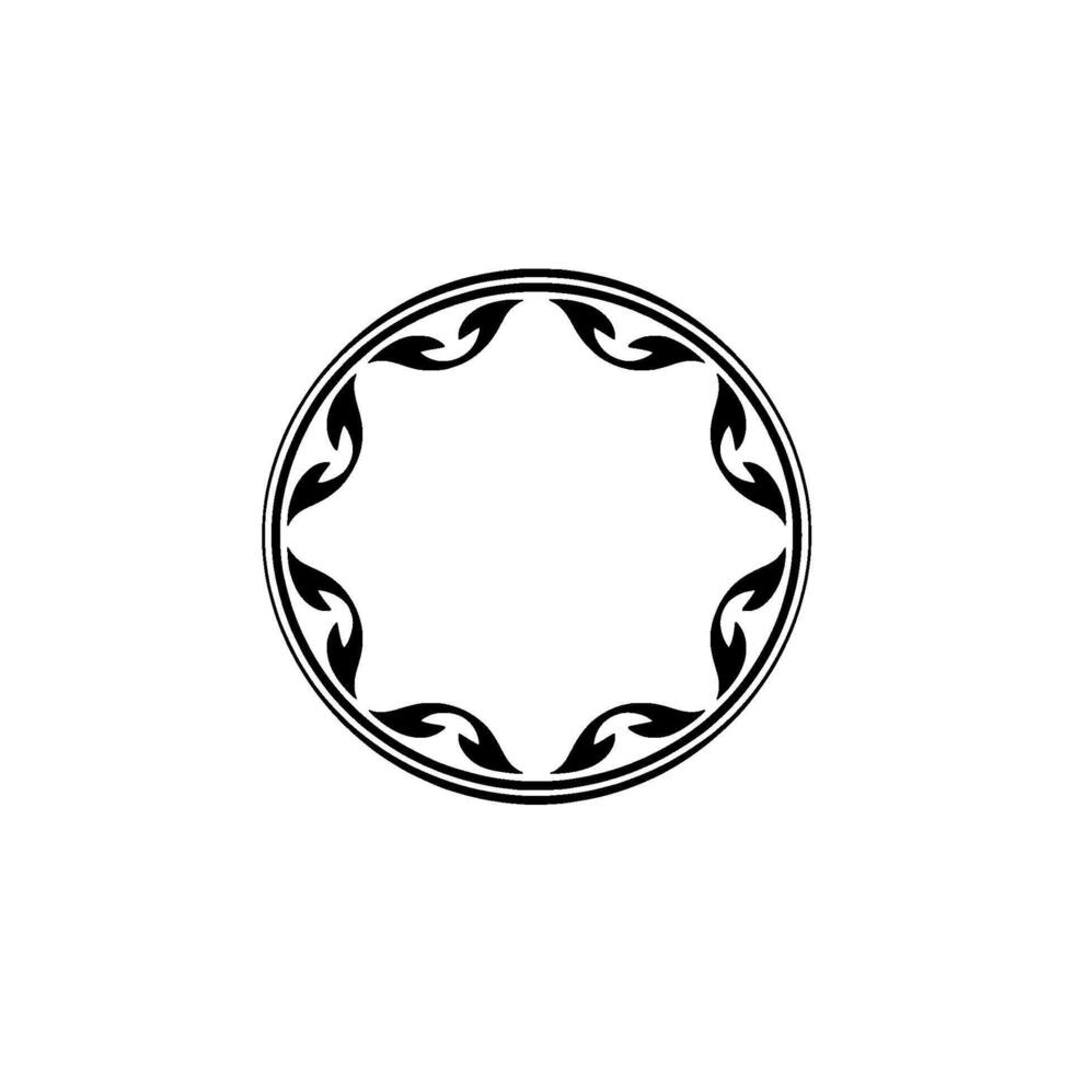Elegant Black White Floral Circle Frame, Decorative Element vector