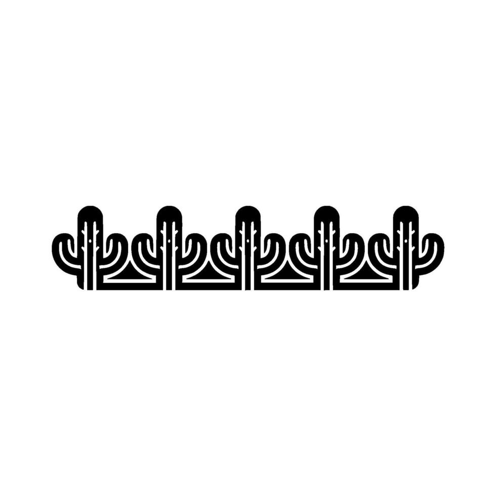 Minimalist Cactus Border - Black White Line Art, Southwestern vector
