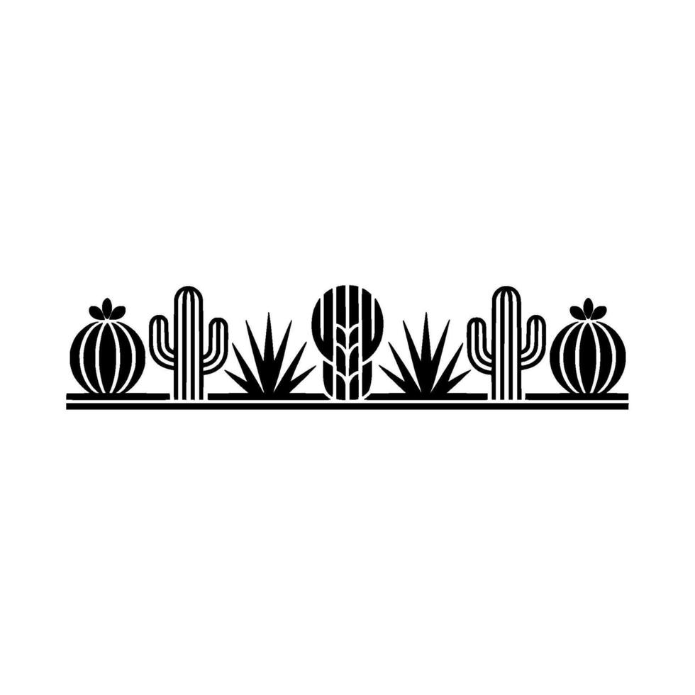 Desert Landscape Cactus Succulent Border in Minimalist Style vector