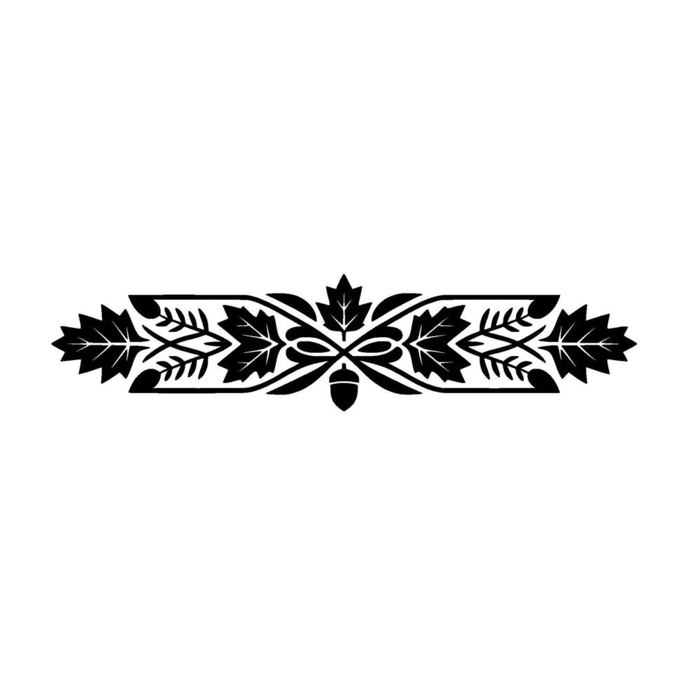 Elegant Black Leaf Border on White Background, Floral vector