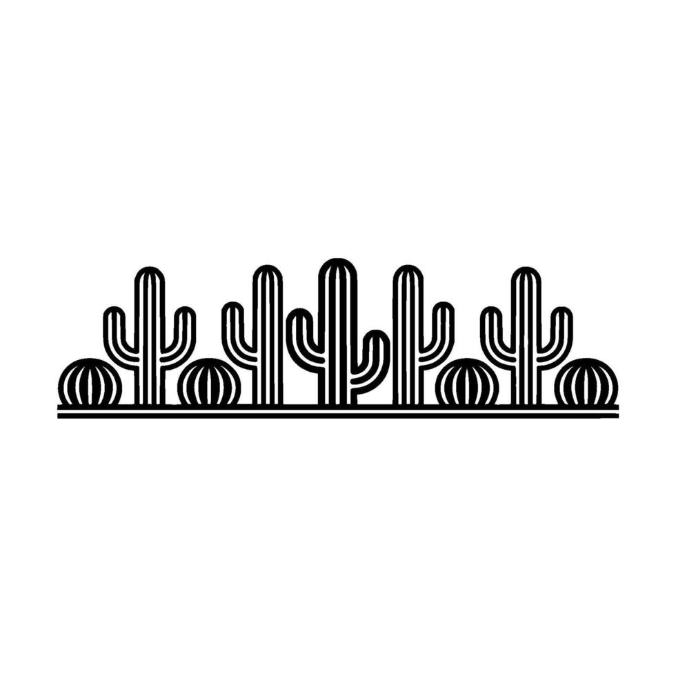 Minimalist Desert Cactus Line Art - Border vector