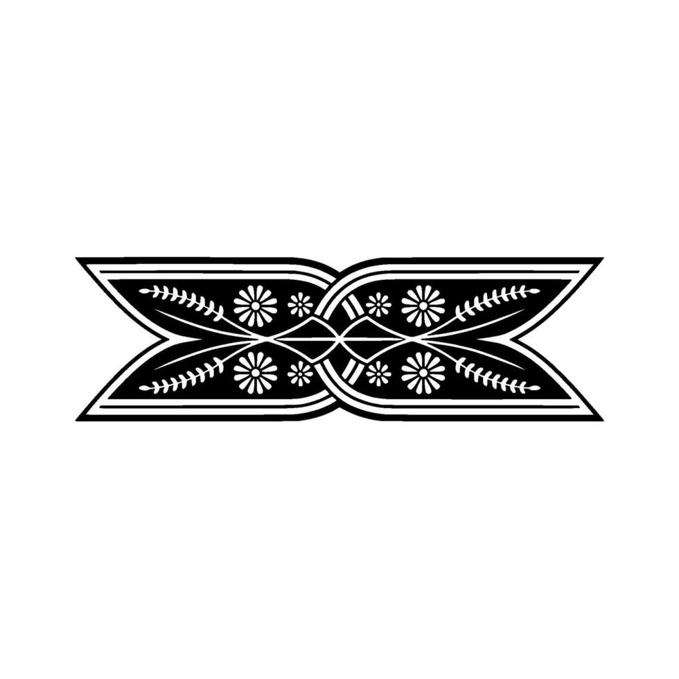 Elegant Floral Border in Black and White - Ornamental Element vector
