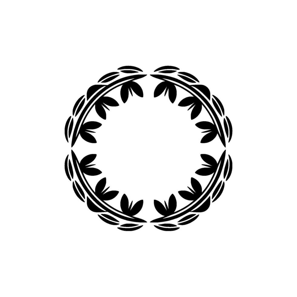 Minimalist Floral Circle - Elegant Black and White Illustration vector