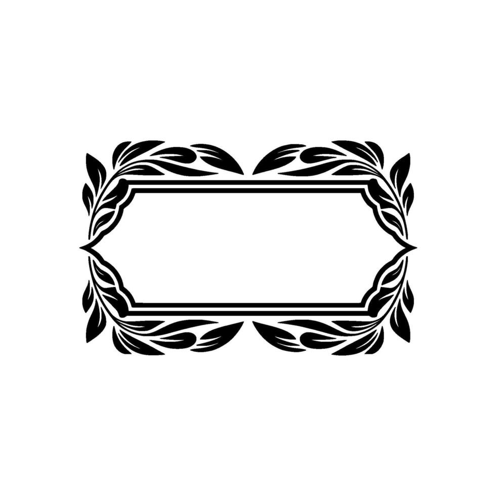 Elegant Black Floral Frame on White Background, Illustration, Leaves vector