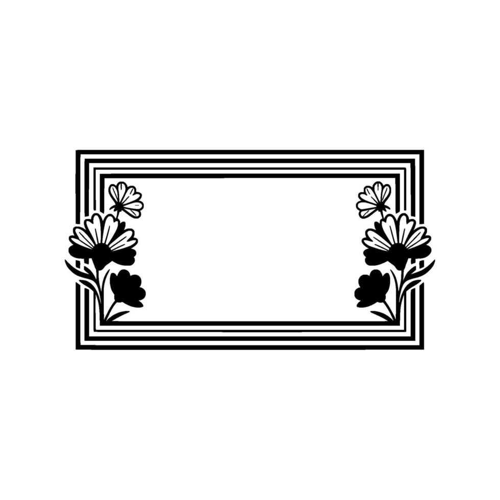 Elegant Floral Frame Black White for Announcements, Invitations, and More vector