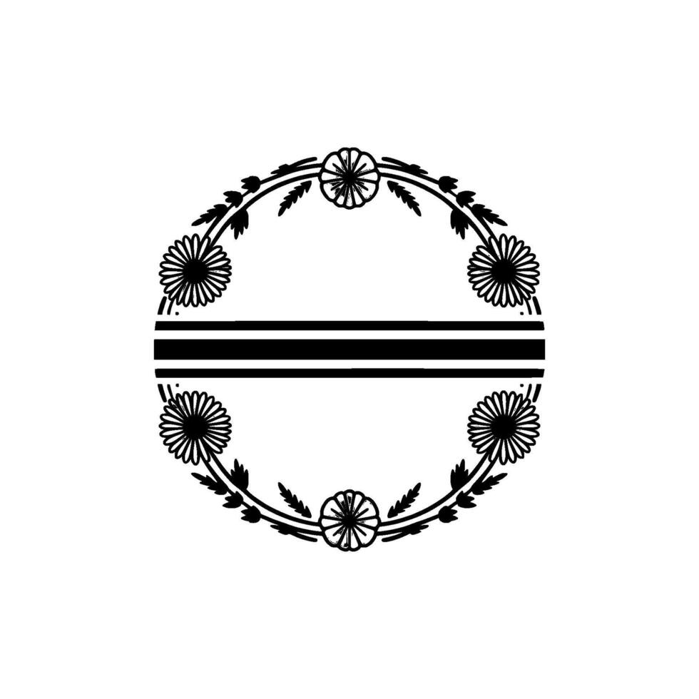 Elegant Floral Wreath with Bar Element Minimalist vector