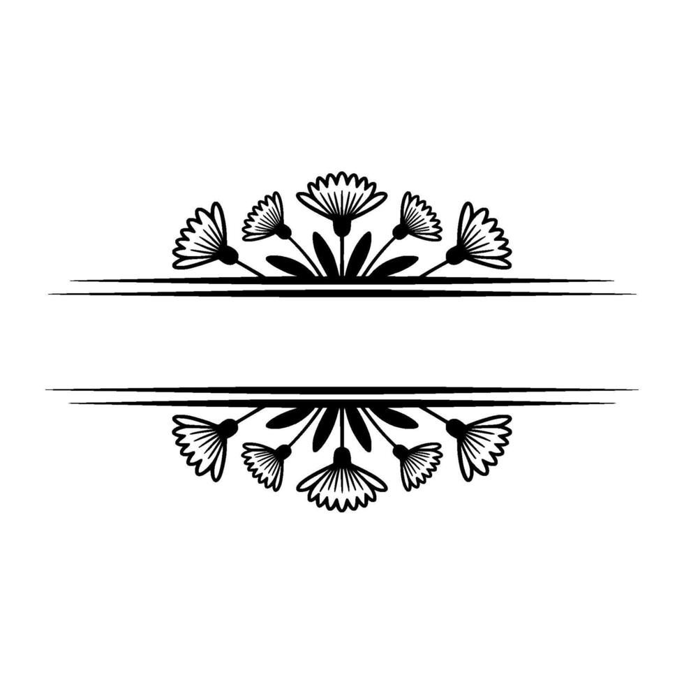 Elegant Floral Monogram Frame Black and White vector
