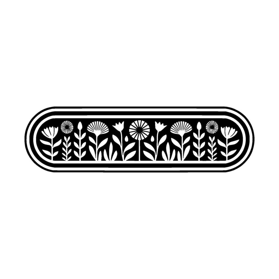 Minimalist Floral Border in Black and White - Decorative Element vector