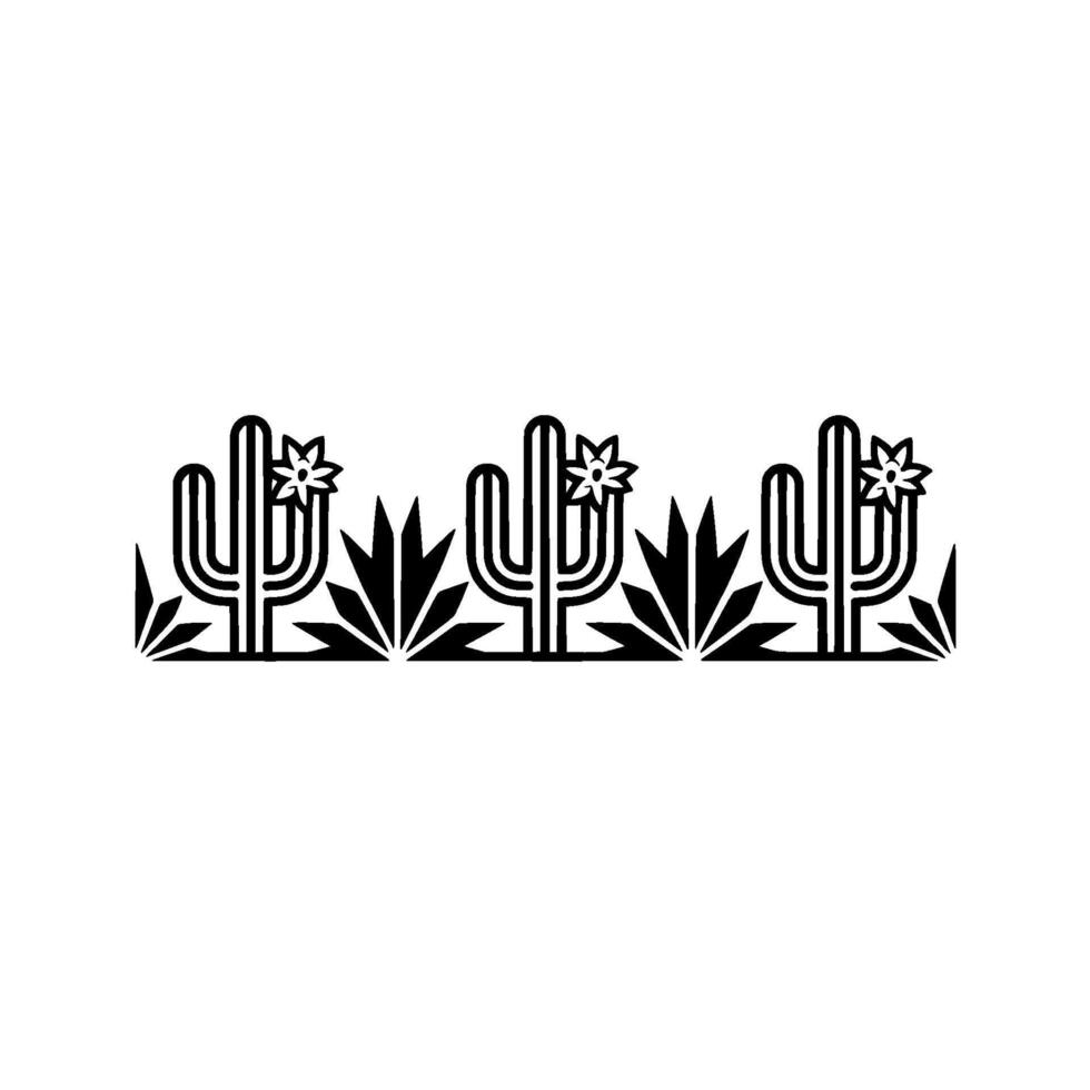 Minimalist Southwest Cactus Border, Illustration vector