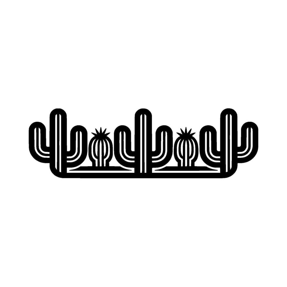 Minimalist Cactus Line Art, Black and White vector