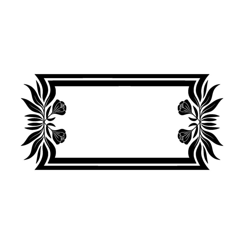 Elegant Floral Frame Black White for Invitations Decor - Border vector