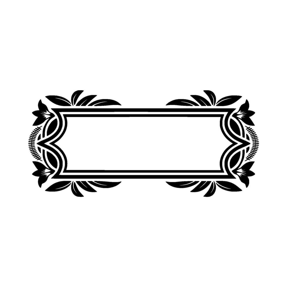 Elegant Black Floral Frame, Decorative Blank Space for Text on White vector