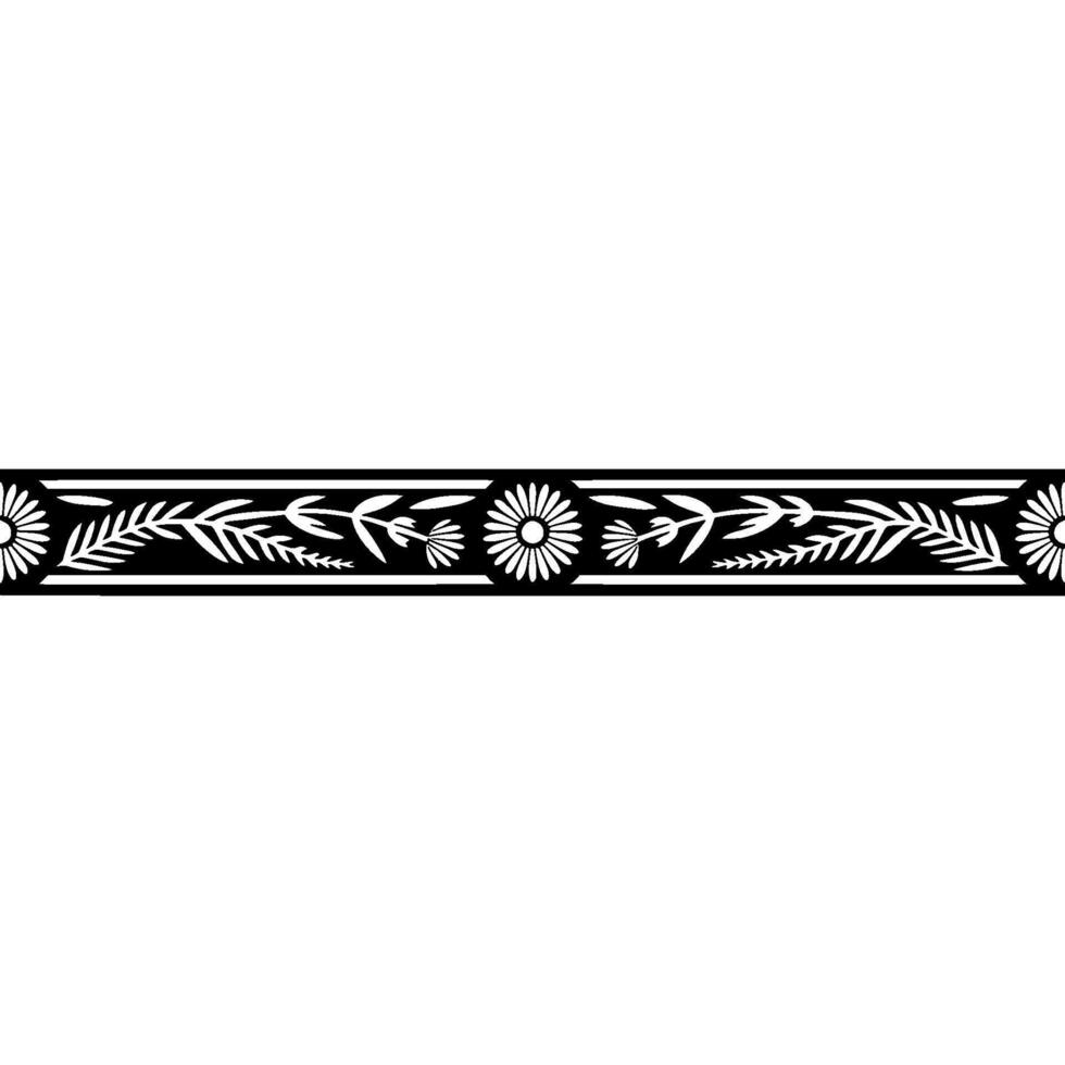 Black White Floral Border - Decorative Foliage vector