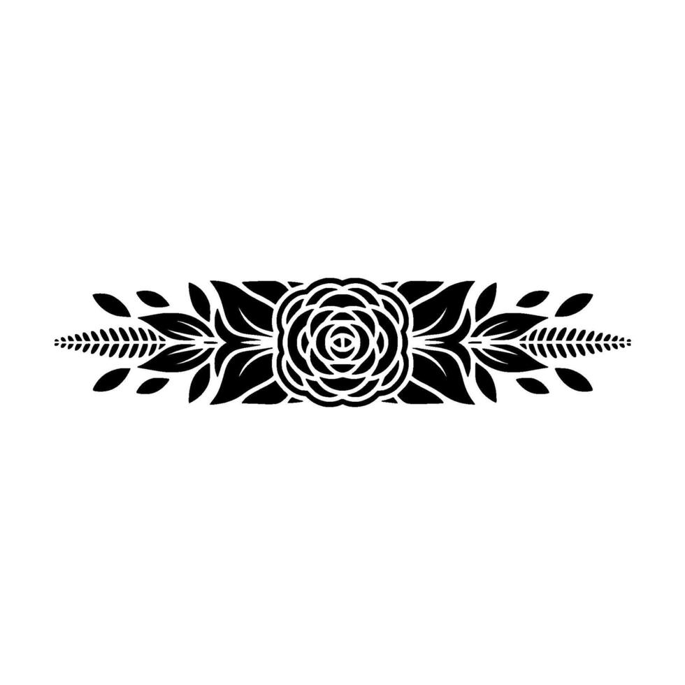 Elegant Black White Floral Border Element - Leaves - Rose vector