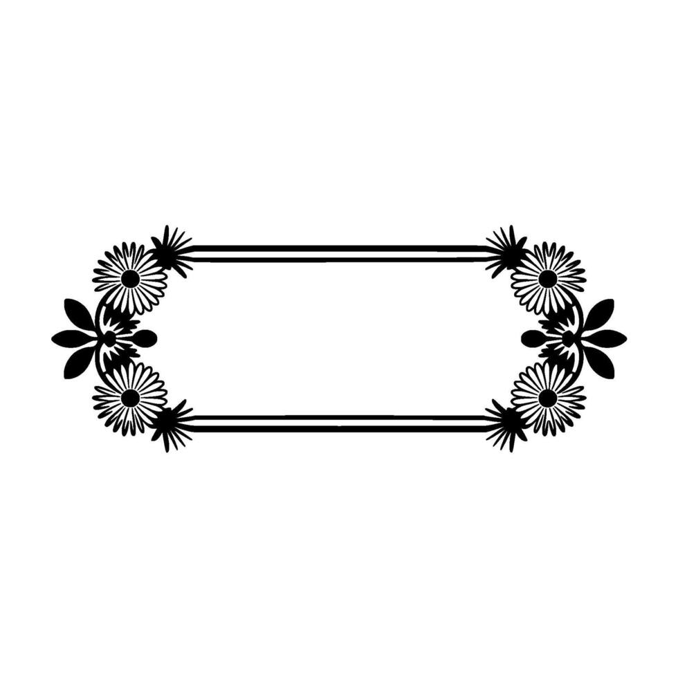 Floral Frame, Minimalist Black White, for Text or Branding vector