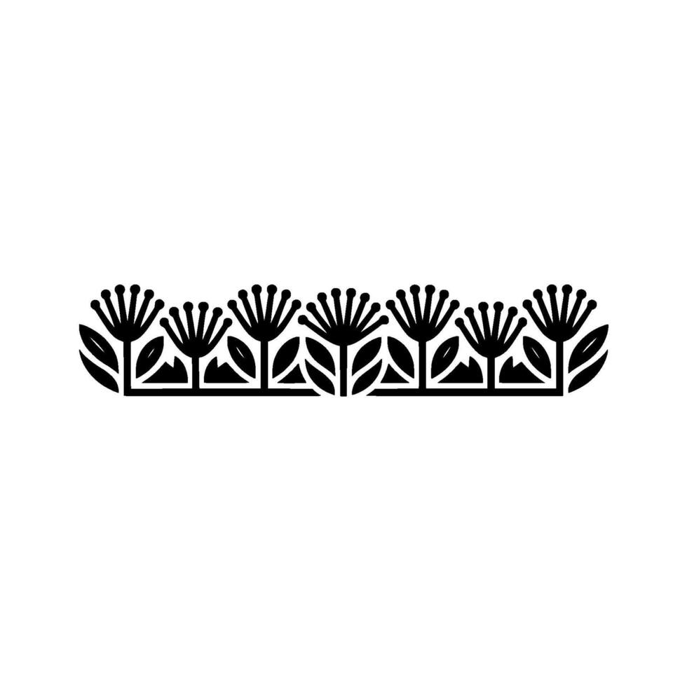 Minimalist Floral Border Element - Black Silhouette on White vector