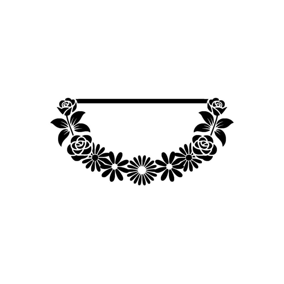 Minimalist Floral Frame - Black and White Illustration vector