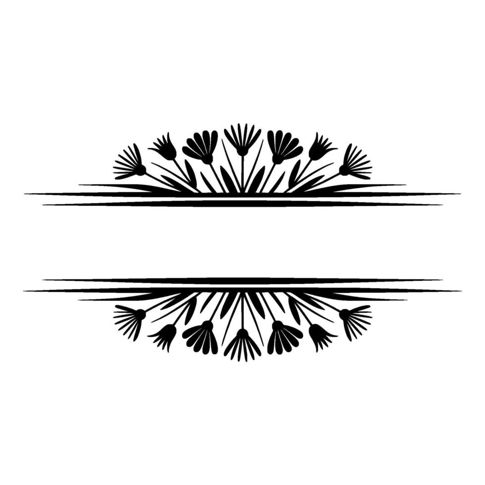 Elegant Floral Frame Illustration - Black on White Background vector