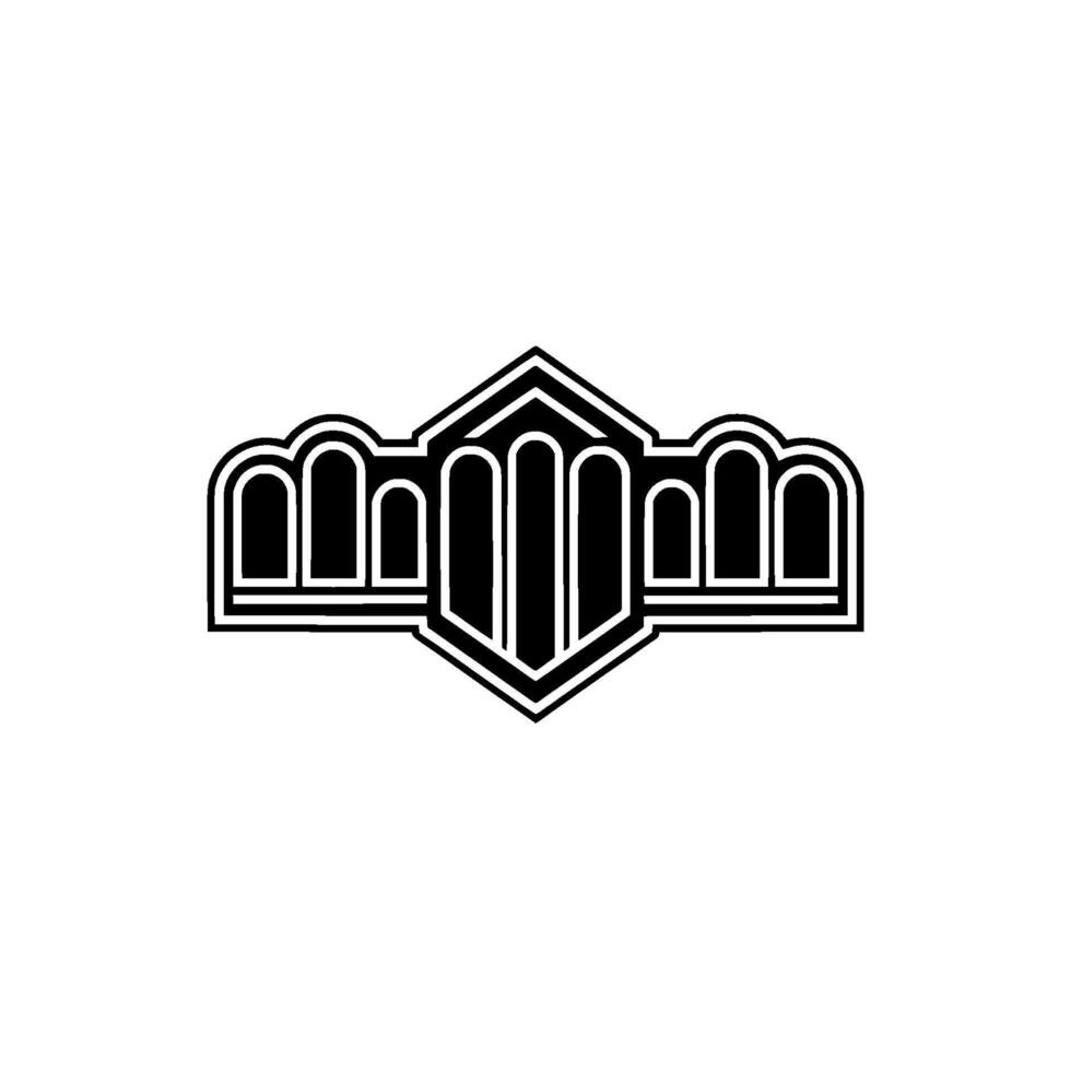Geometric Deco Shield Emblem, Vintage Style vector