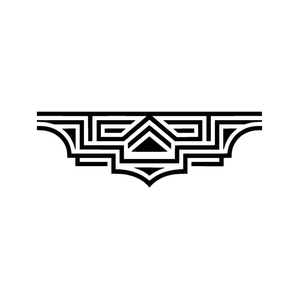 Geometric Deco Ornament, Stylized Black White vector