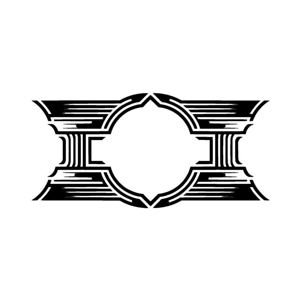 Geometric Deco Emblem, Circular Shield, Classic vector