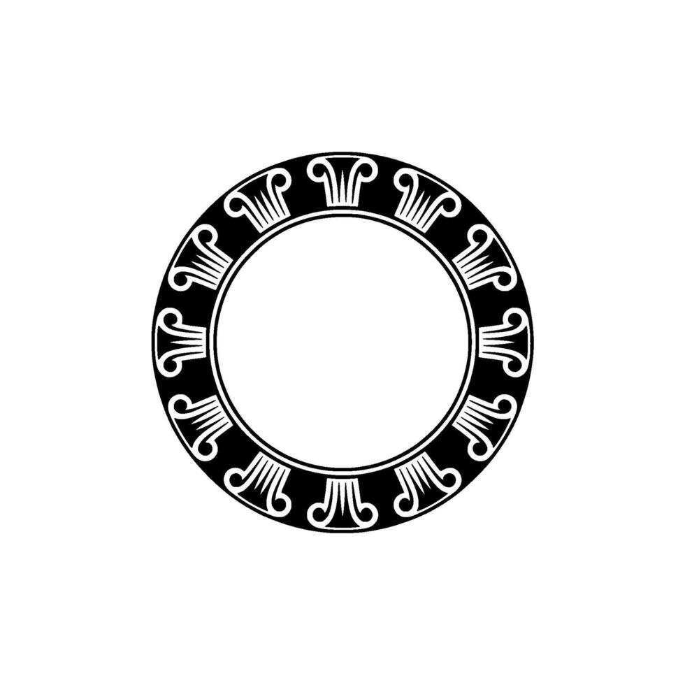 Ornate Circular Emblem, Classical Greek Motif vector