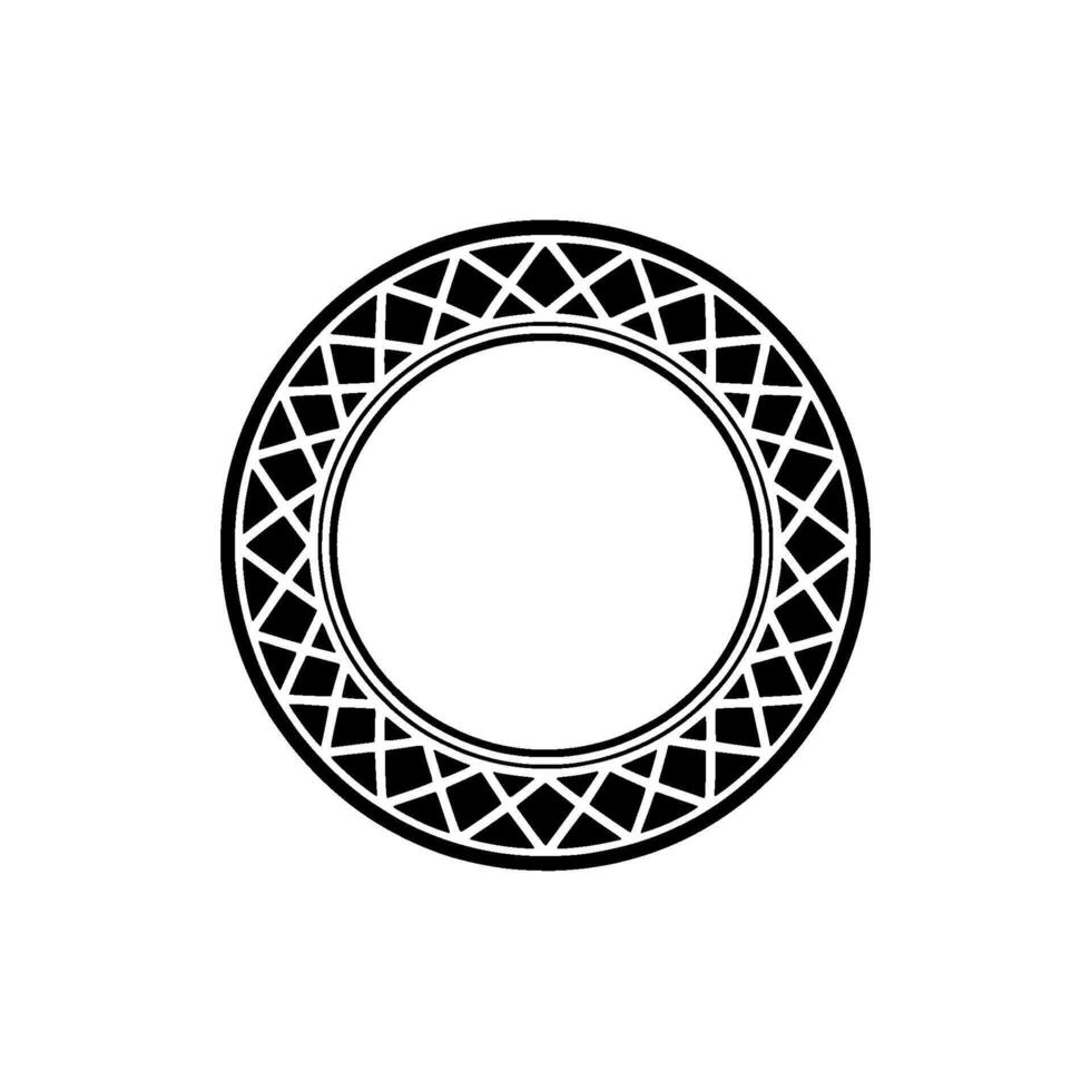 Geometric Circle Frame, Intricate Black Pattern, Minimalist vector
