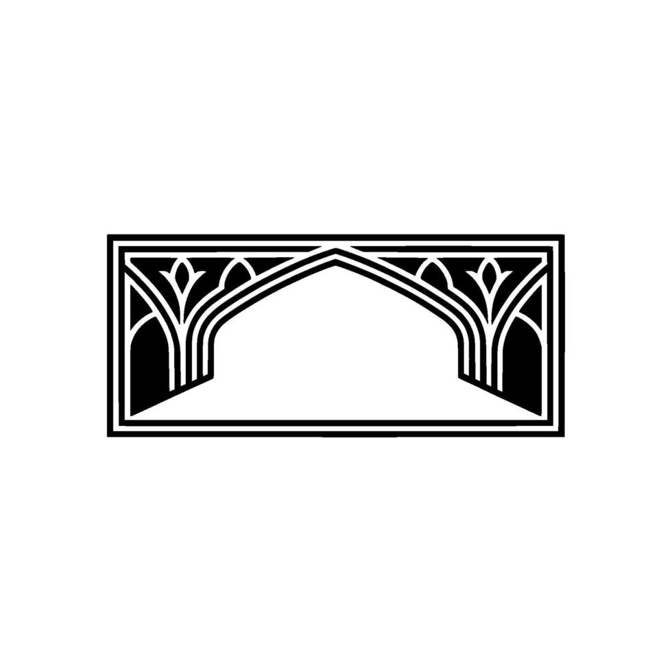 Gothic Archway, Elegant Silhouette, Architectural Detail vector