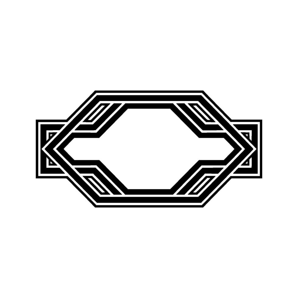 Geometric Deco Frame, Minimalist, Hexagon vector