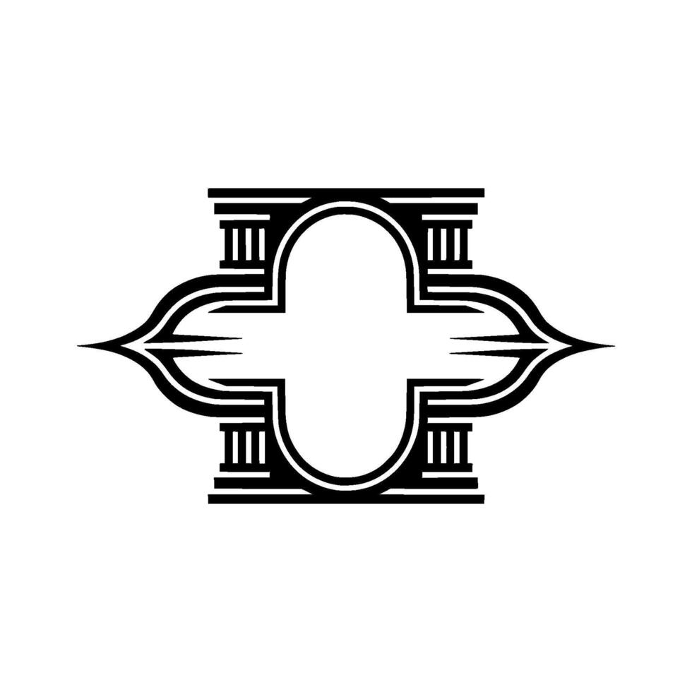 Geometric Cross Emblem, Classical Revival, Minimalist vector