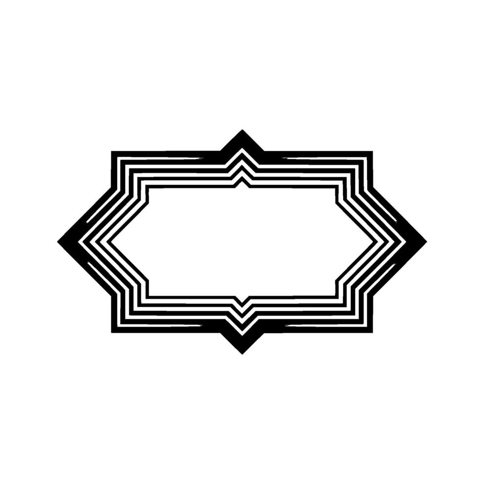 Geometric Deco Frame, Minimalist, Elegant Outline, Hexagon vector