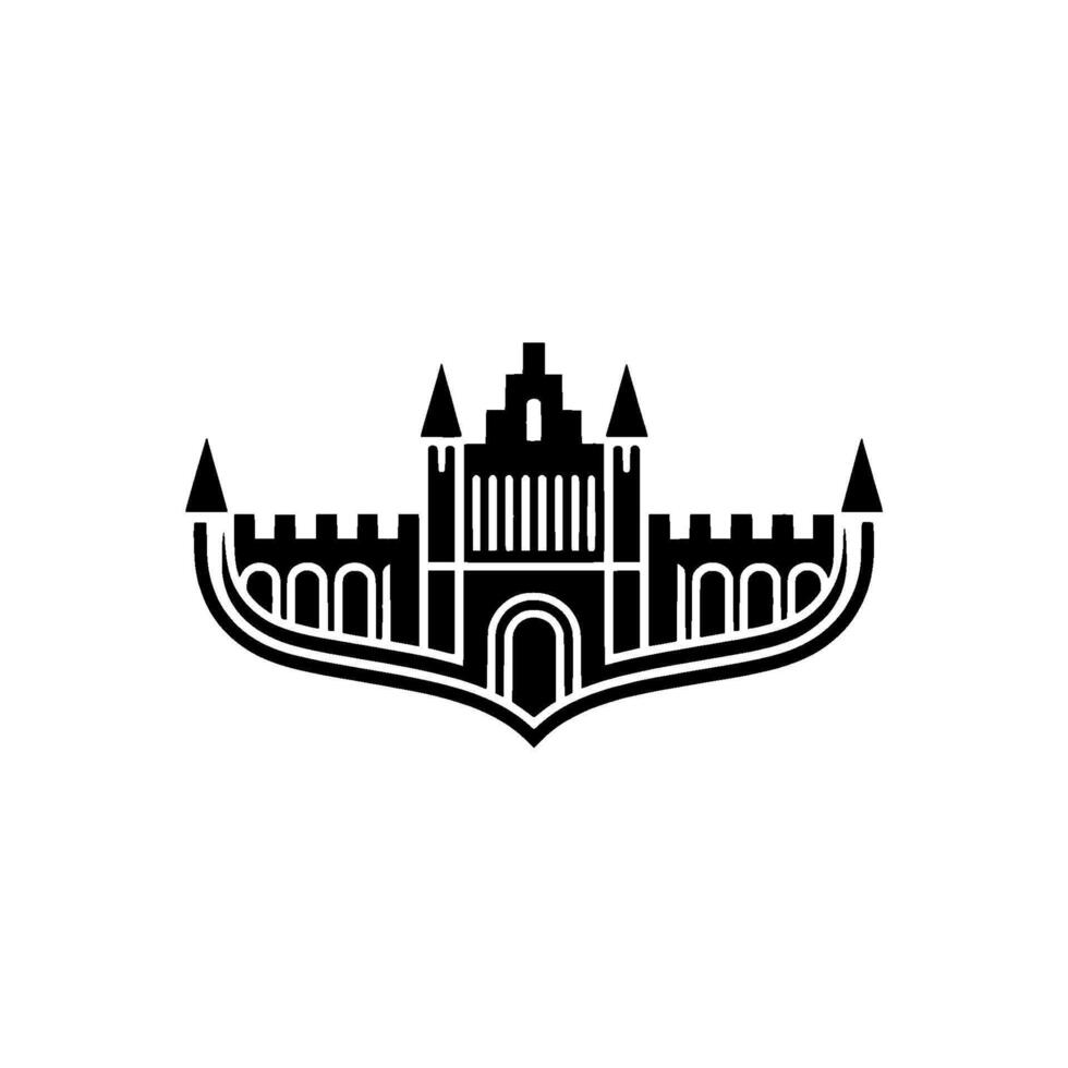 Gothic Castle Silhouette, Minimalist Emblem, Heritage Symbol vector