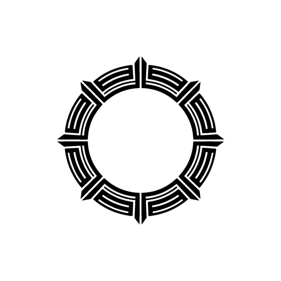 Geometric Circle Ornament, Stylized Black vector