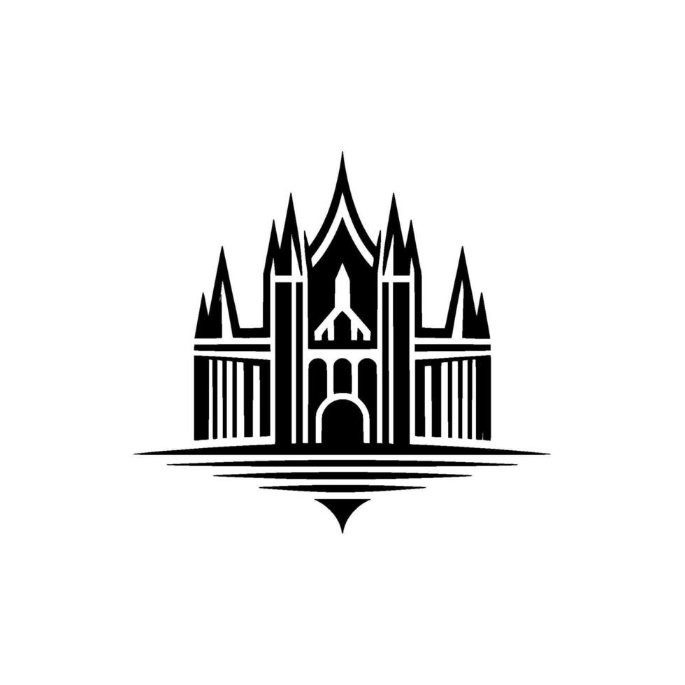 Gothic Castle Silhouette, Minimalist Emblem, Regal Symbol vector