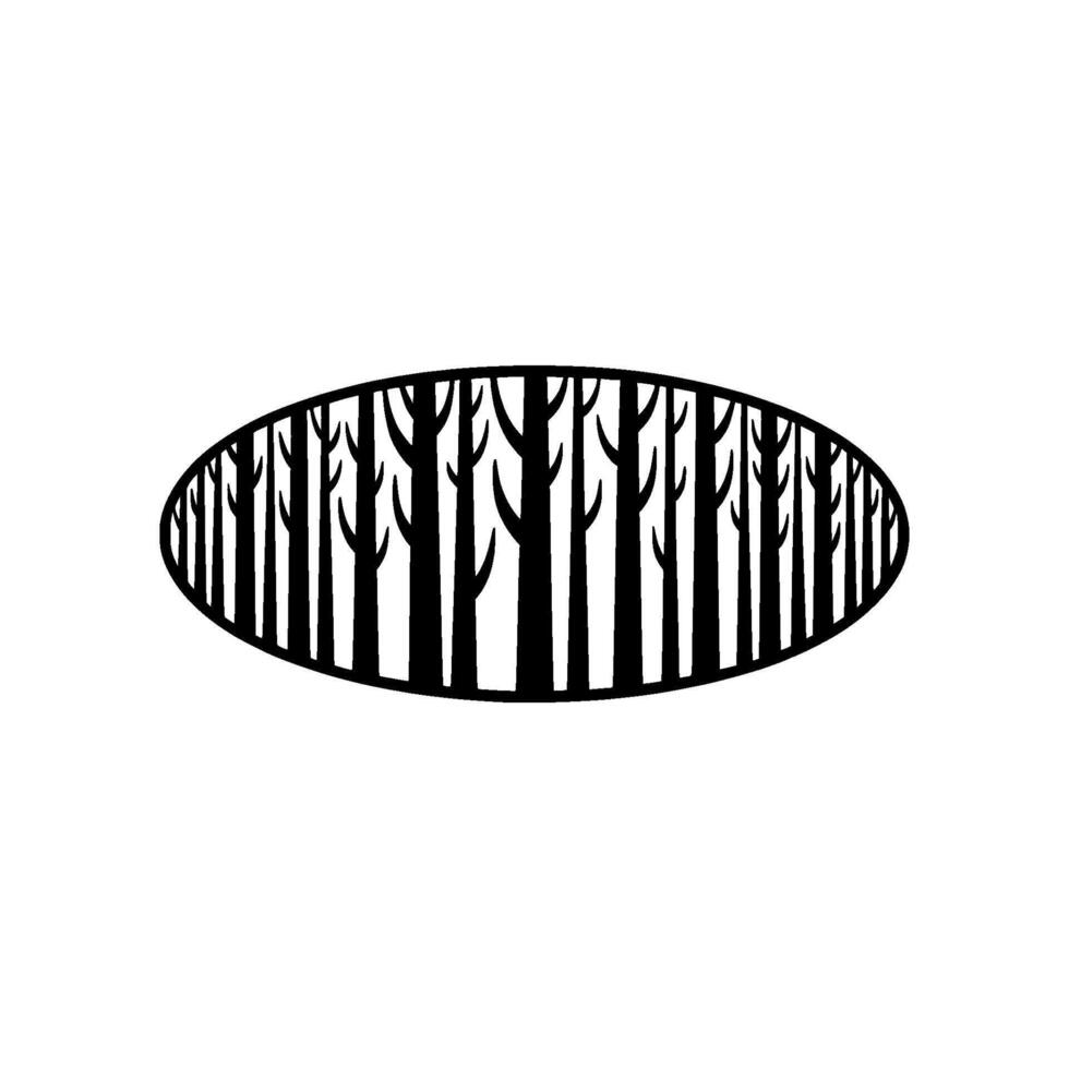 Minimalist Forest Silhouette, Serene Woodland Emblem vector