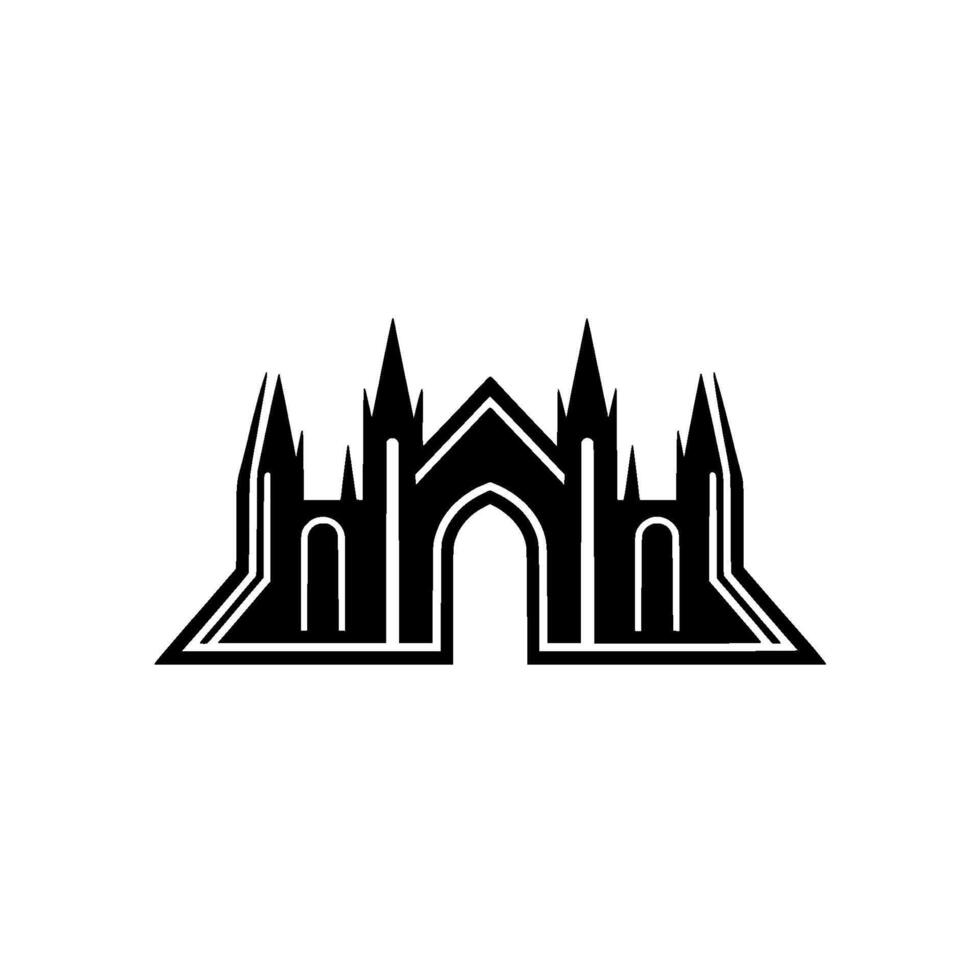 Gothic Archway Silhouette, Minimalist Emblem vector