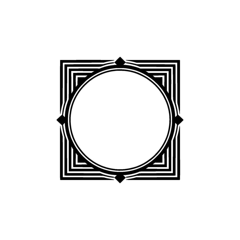 Geometric Deco Frame, Minimalist, Circular Motif vector