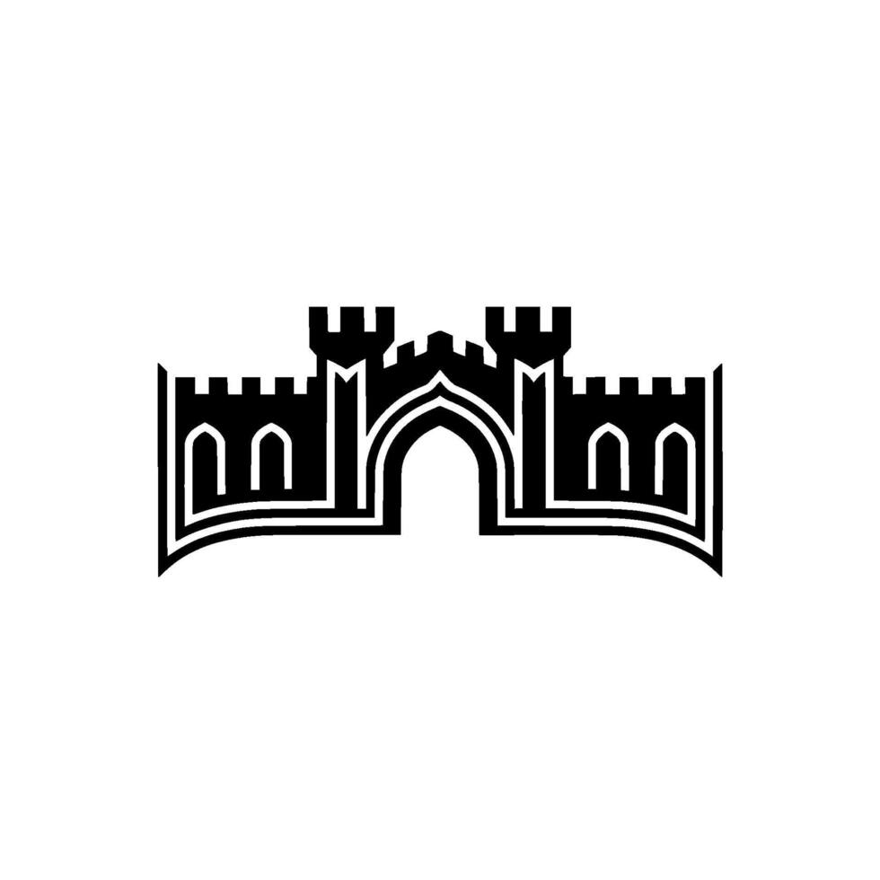Gothic Fortress Emblem, Minimalist Silhouette vector