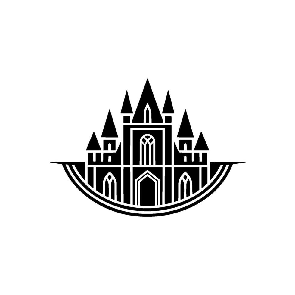 Gothic Castle Silhouette, Minimalist Emblem, Regal Symbol, Medieval vector