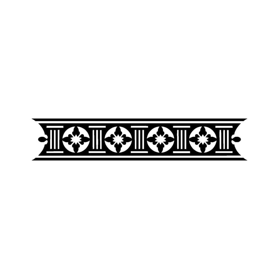 Geometric Border, Stylized Floral Motif, Vintage vector