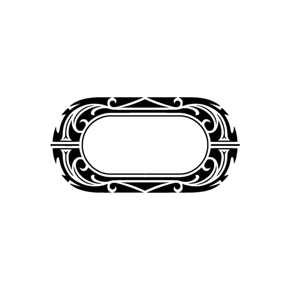 Elegant Oval Frame, Intricate Black Ornamentation vector