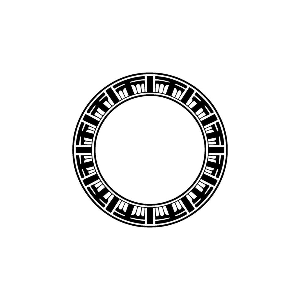 Geometric Circle Frame, Ancient Motif, Minimalist vector