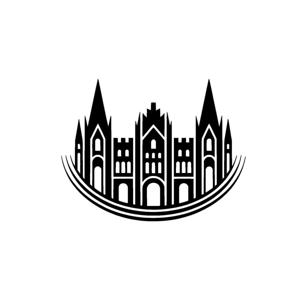 Gothic City Silhouette, Minimalist Emblem vector