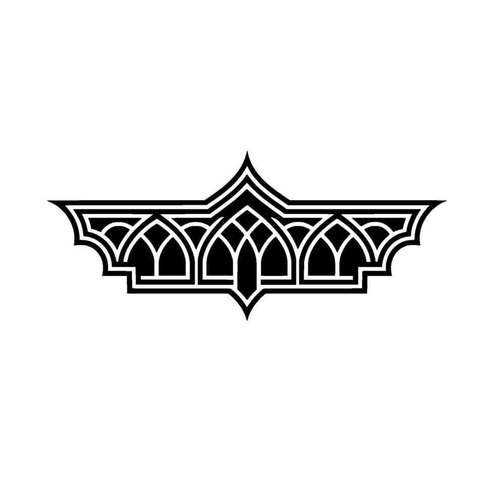 Gothic Arch Ornament, Detailed Black Line Art, Regal Emblem vector