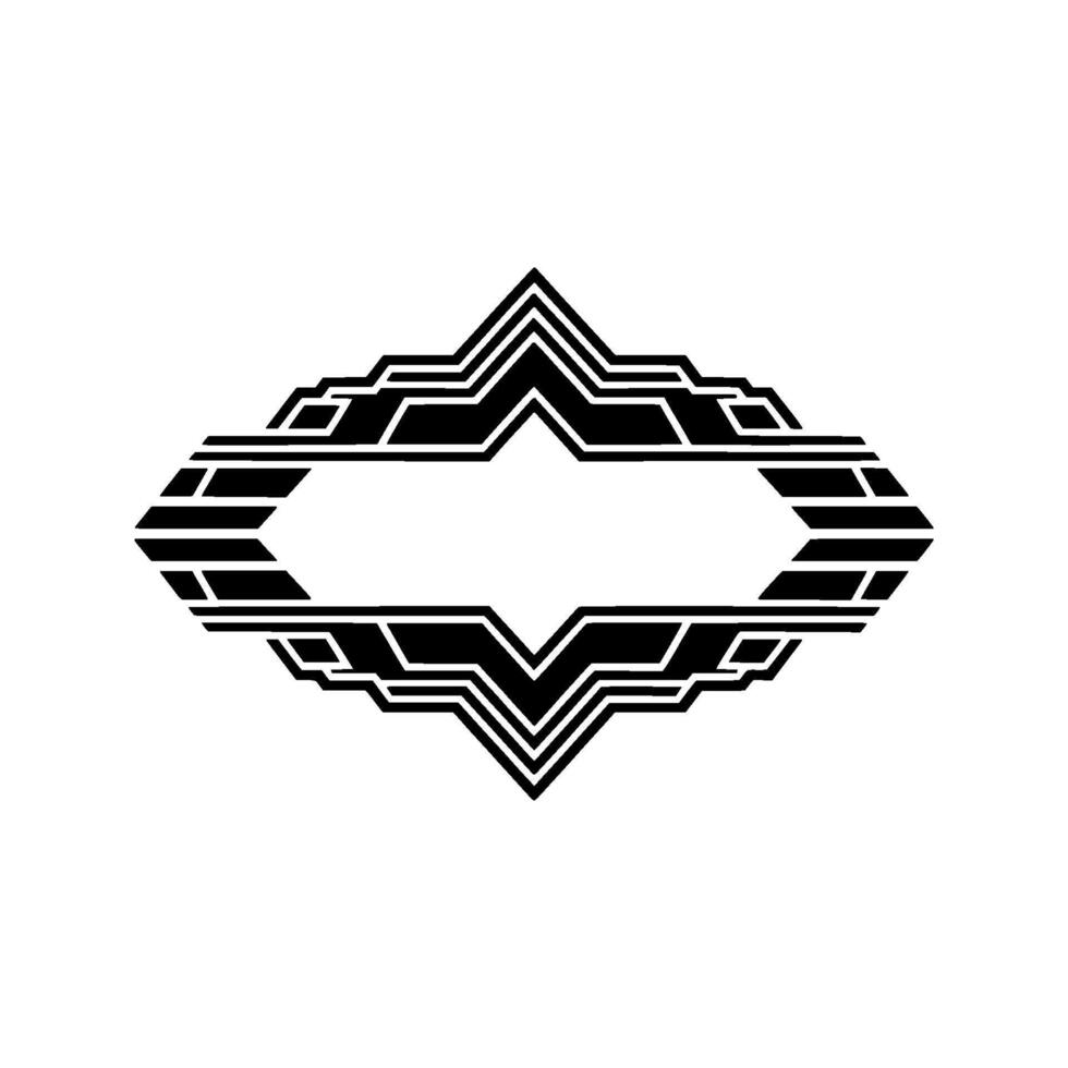 Geometric Deco Frame, Minimalist, Elegant Outline, Diamond vector