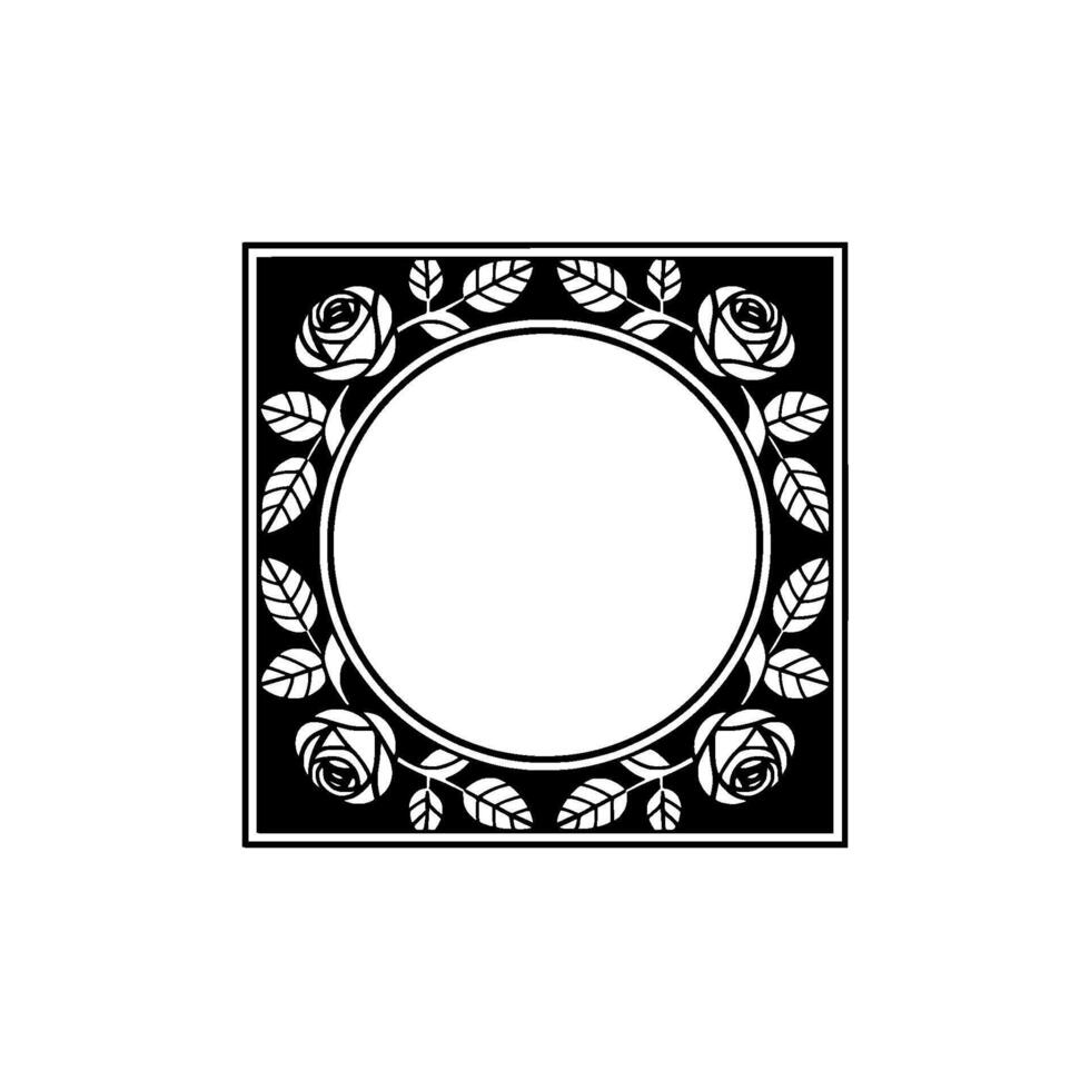 Elegant Floral Frame, Art Deco Style, Minimalist vector