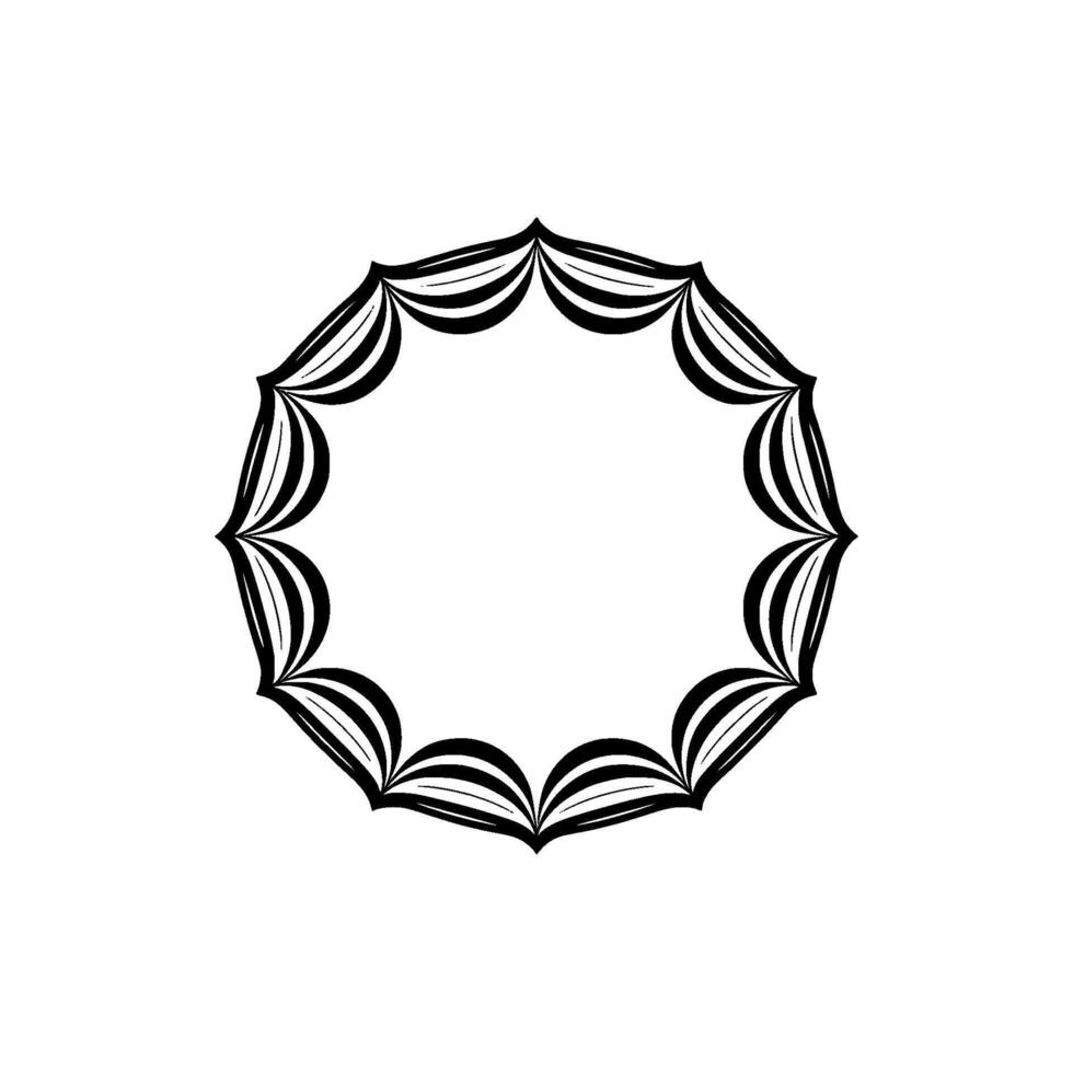Geometric Floral Frame, Minimalist, Circular Motif vector