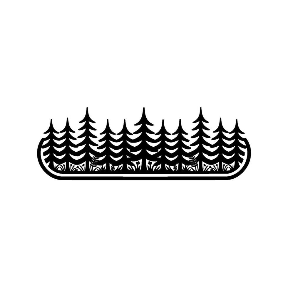 Minimalist Forest Silhouette, Tranquil Landscape Emblem, Trees vector